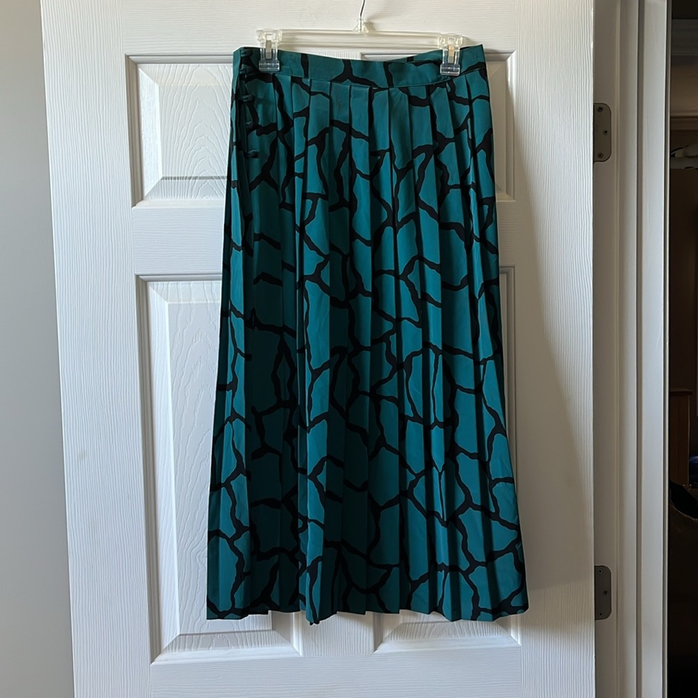 Vintage Prophecy Teal Green Geometric Skirt